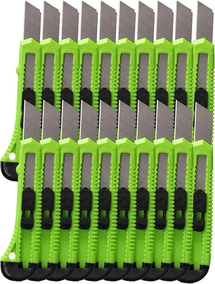 ToolSpace 20 Stück Cuttermesser Set 18 mm 20x Teppichmesser Scharfe Klinge | Robustes Profi Cutter Messer Stanleymesser Kattermesser Tapeziermesser Besser als Einweg Stanley Messer mit Abbrechklinge