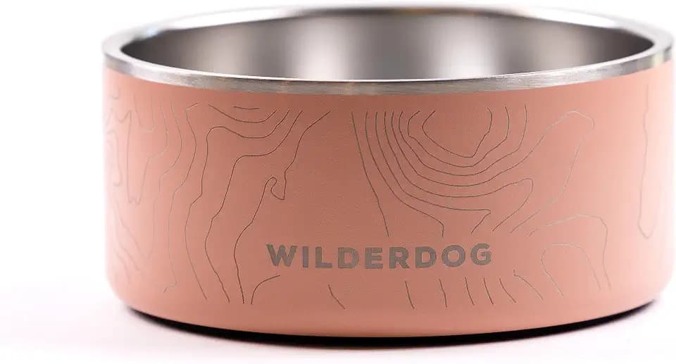 Wilderdog Stainless Steel Dog Bowl with Extra Durable Kitchen-Grade BPA-Free Stainless Steel with Non-Slip Rubber Ringed Bottom (Rose, 64 oz)
