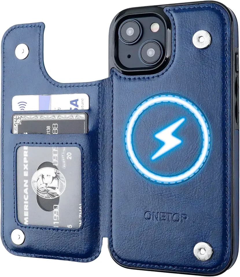 ONETOP Compatible with Magsafe for iPhone 15 Wallet Case,Blue