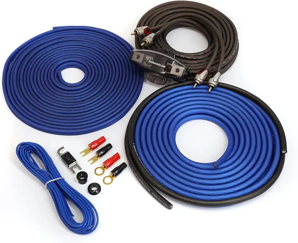 KnuKonceptz Kolossus OFC 8 Gauge Amp Installation Wiring Kit (Blue)