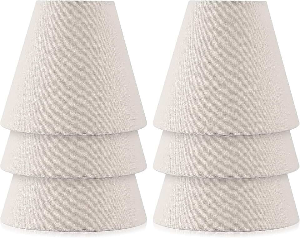 YISUN Chandelier Lamp Shades Set of 6, Small Lamp Shades 3" X 6" X 5" Barrel Lampshades, Clip-on Linen Lamp Shade, Fit for Droplight Wall Lamp Candle Chandelier