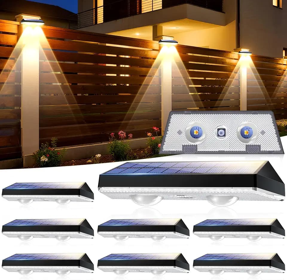 Solar Fence Lights Outdoor, 8 Pack Solar Wall Lights