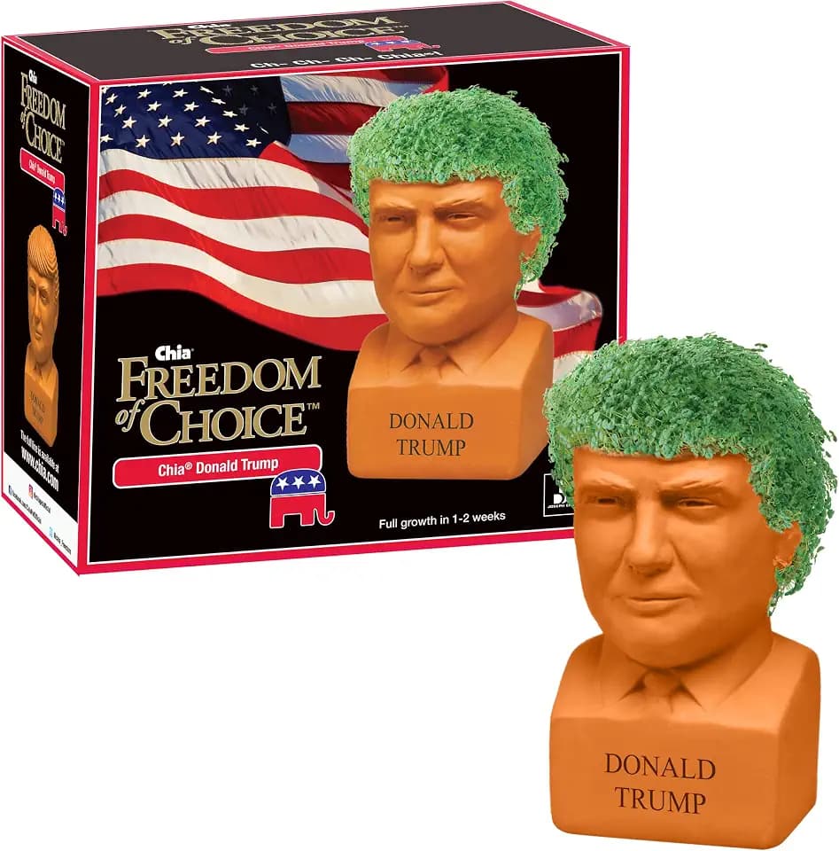 Chia Pet Donald Trump Seed Pack - Freedom of Choice - Decorative Presidential Pottery Planter, Easy to Do and Fun to Grow, Novelty Gift, Terra Cotta
