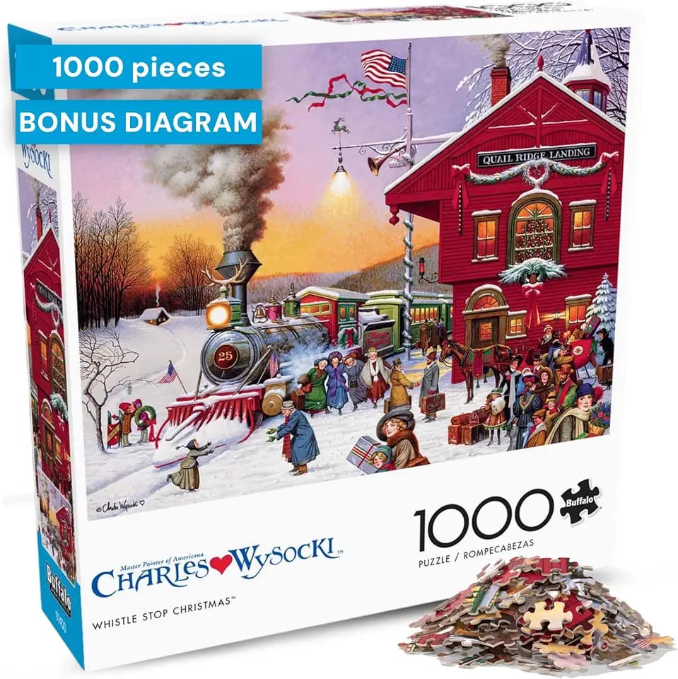 Buffalo Games Charles Wysocki Whistle Stop 1000 Piece Jigsaw Puzzle, Poster