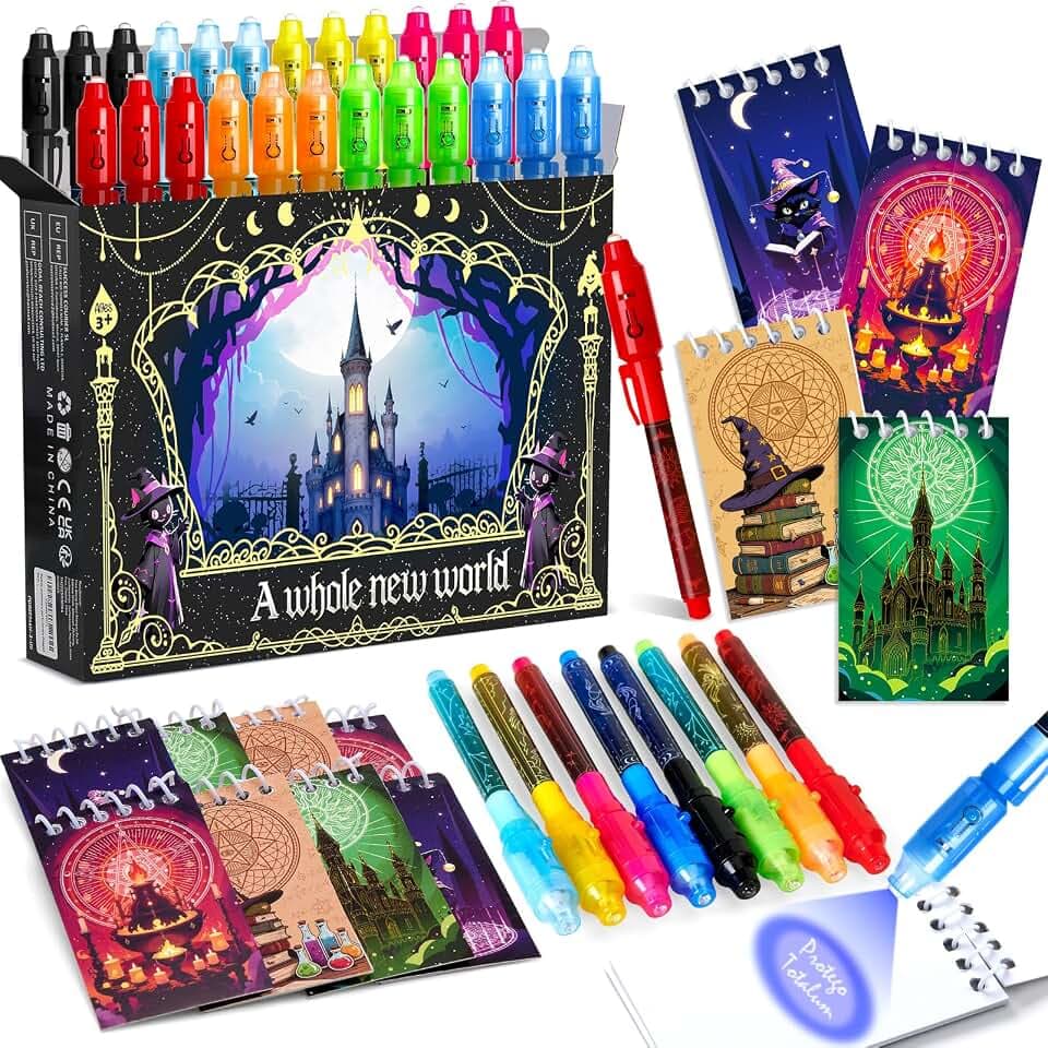 48 Stück UV Stift & Notizbuch Set Mitgebsel Kindergeburtstag Gastgeschenke