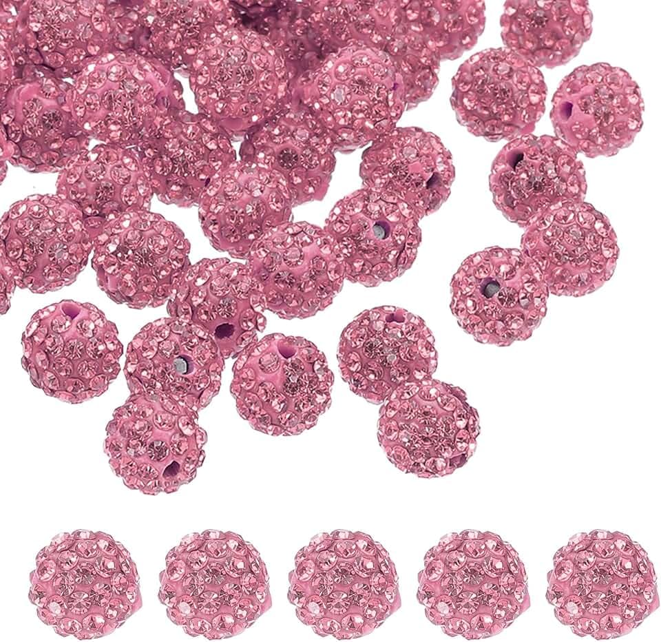 PATIKIL 120 Stück 10 mm Rhinestone Clay Beads Crystal Beads Rosenrot