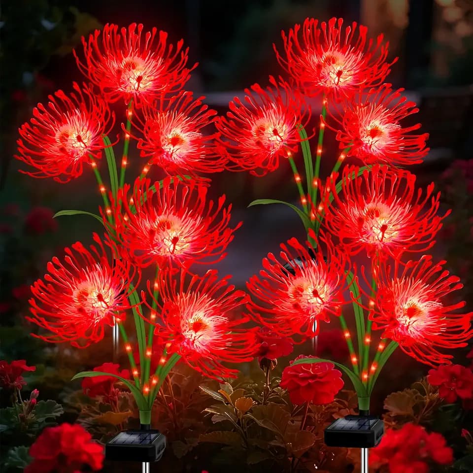 Solar Garden Flower Lights Outdoor,LED Lights with Glowing Stems