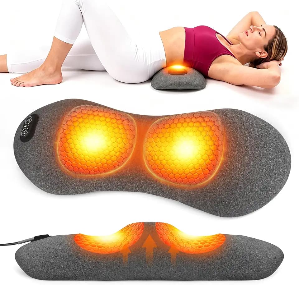 3in1 Back Massager - Electric Lumbar Support Pillow with Heat,Vibration Massager & Electric Stretch, Massager for Sciatica Pain Relief Deep Tissue Relaxation