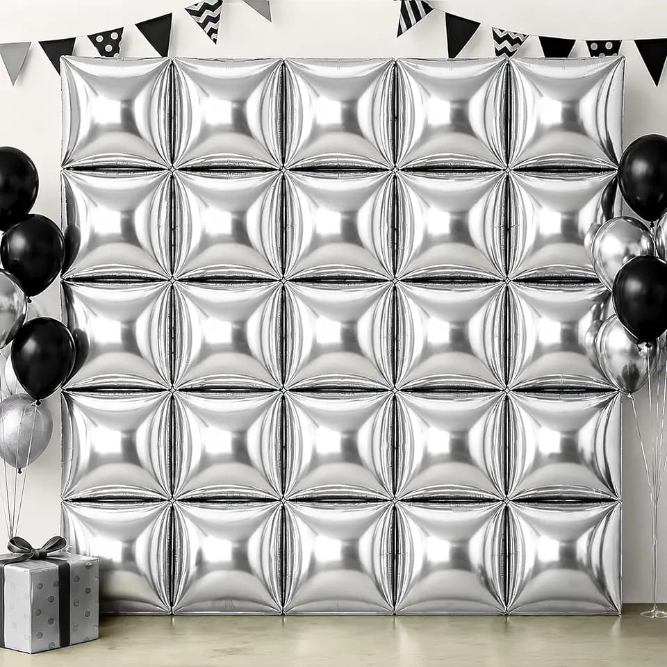 KatchOn Metallic Silver Square Foil Balloons, 19 Inch, Pack of 25