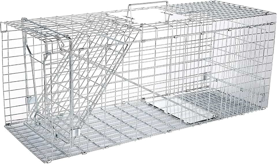 Elbe Safe Marderfalle lebend, Lebendfall für Marder, lebende Tierfalle aus Draht, verzinkt, bissfest, Katzenfall, Fuchsfalle, Hasenfalle, Waschbärfalle, 80x29x30 cm, 1 Falltür, Handgriff, wetterfest