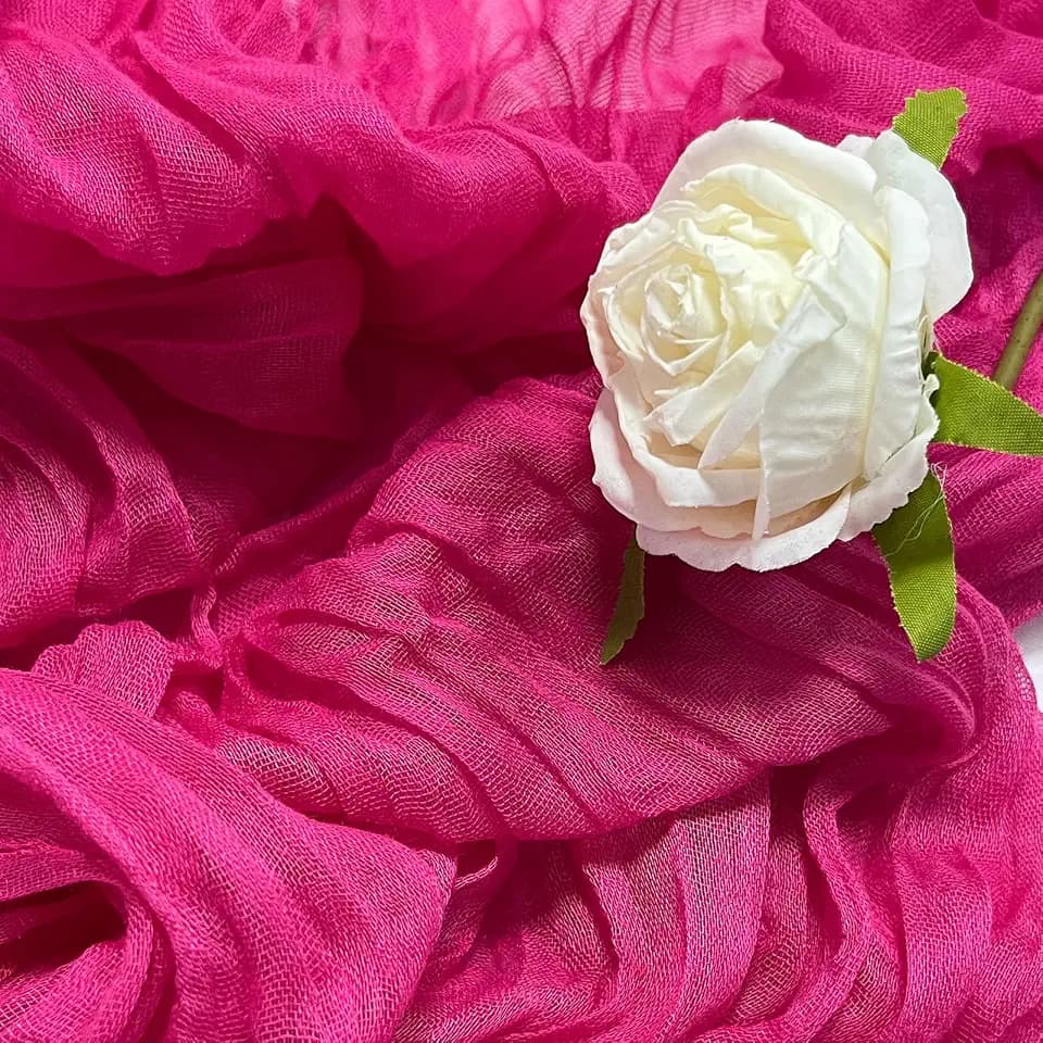 3 Pack Hot Pink Cheesecloth Table Runner, 13.3ft/160in Long