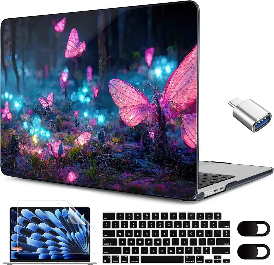 MEEgoodo for M5/M4/M3/M2 MacBook Air 15 inch Case 2026 2025 2024 2023, Case Fit Model (A3448/A3241/A3114/A2941) for MacBook Air 15.3 inch, Fantasy Forest