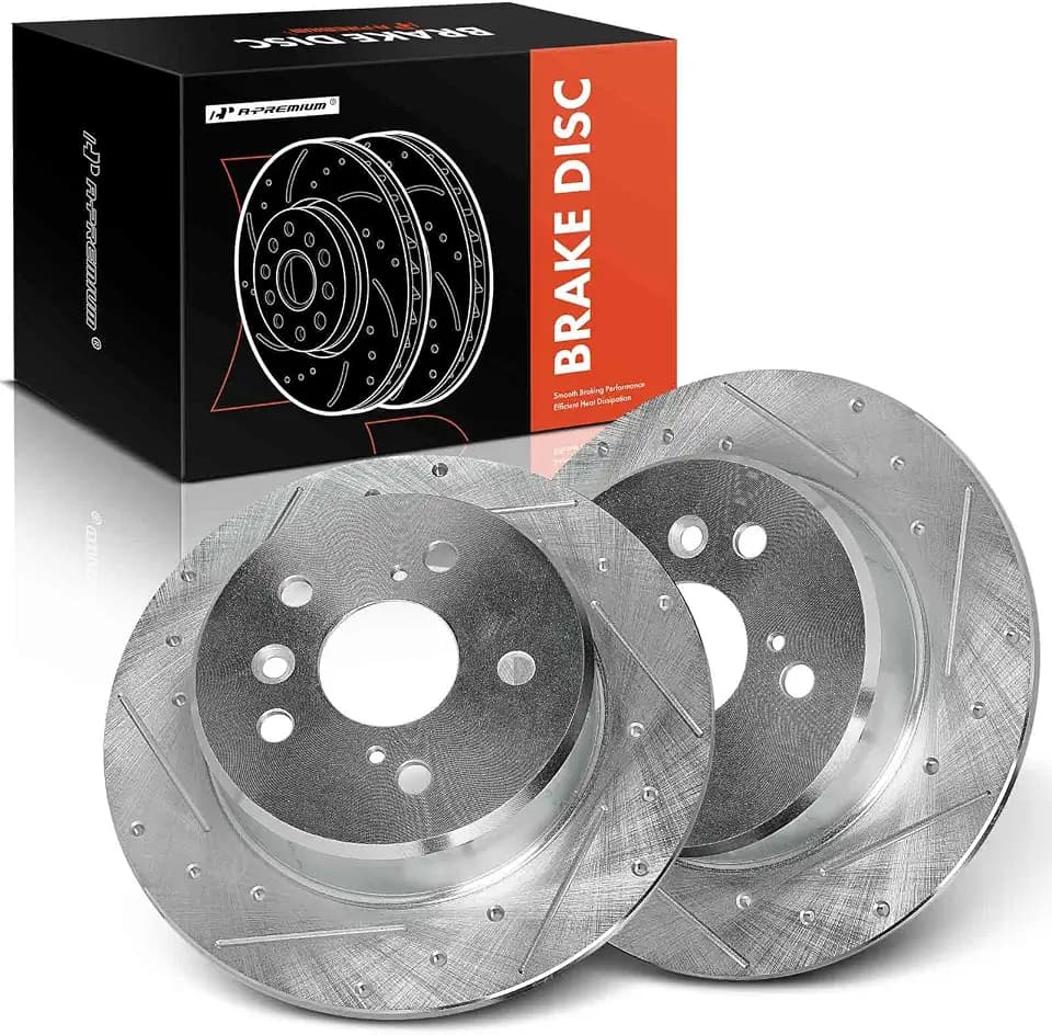 A-Premium 11.34 Inch (288.00mm) Rear Drilled and Slotted Disc Brake Rotors