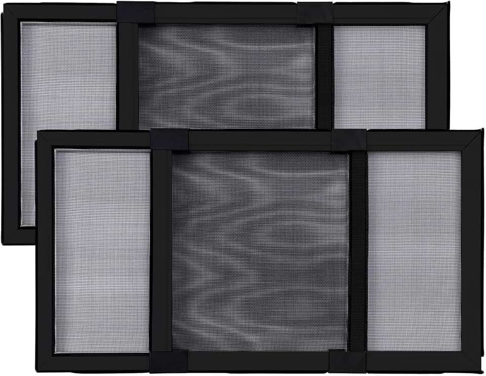 BAFLOTEX Adjustable Window Screens Expandable 2 Ways Expandable Window Screen 10.35”H*10.12"-17.24"W High with Black Frame for House Windows 2 Pack of Small Screens