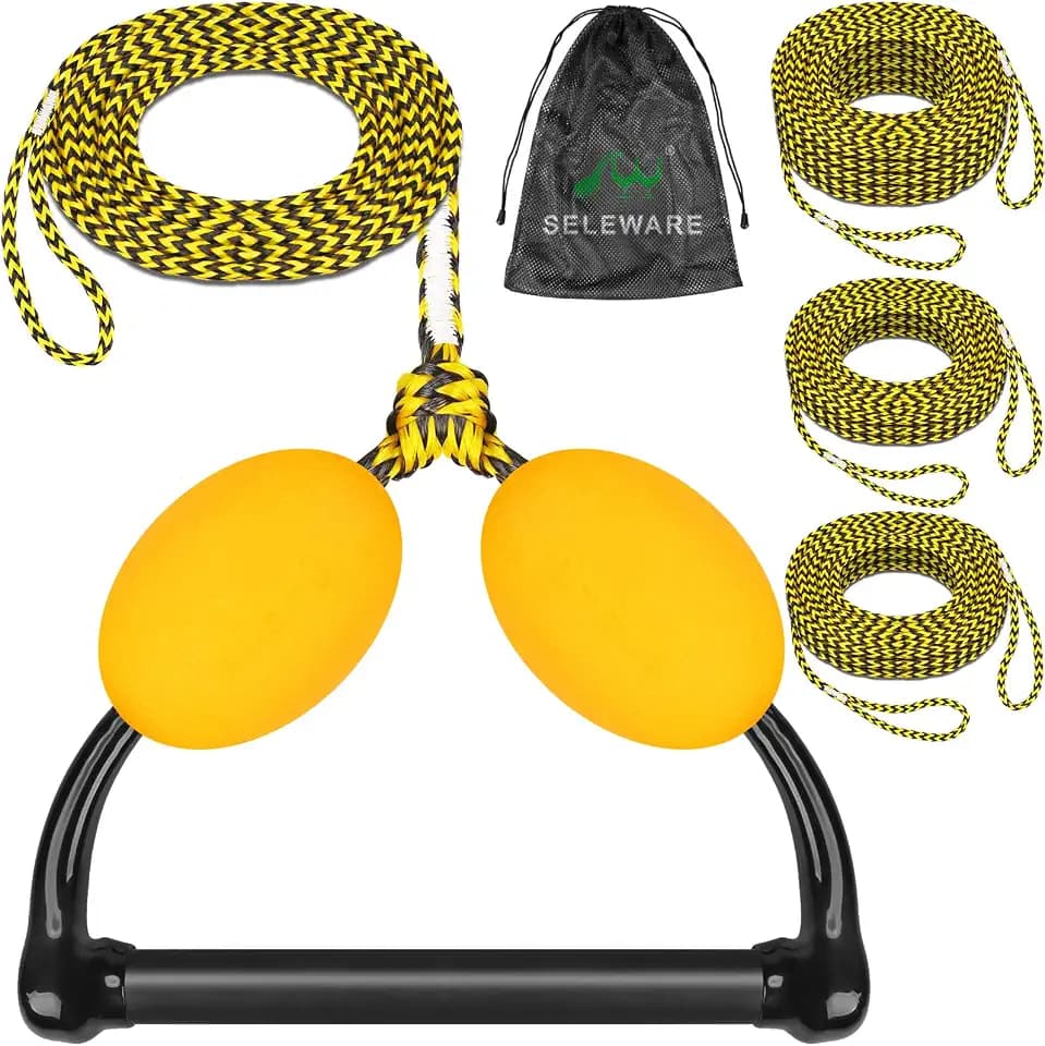 SELEWARE Wakeboard Tow Rope 75ft Adjustable Water Ski Rope with Handle