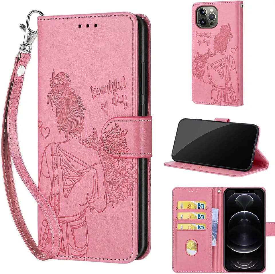 Wallet Case for iPhone 13 Pro Max, Pink Girl