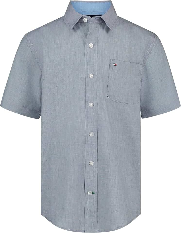 Tommy Hilfiger Boys' Short Sleeve Woven Button-Down Shirt