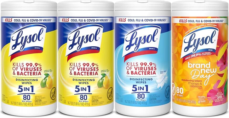 Lysol Disinfecting Wipes, Cleaner, Lemon + Mango + Linen, 80 ct. (4 Pack)