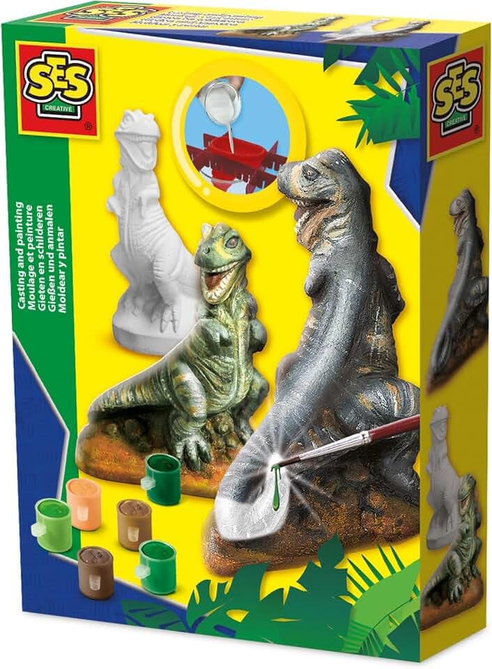 SES 12830 Creative Gipsgießset T-Rex 01283-Gipsgießset, Multi, Mittel