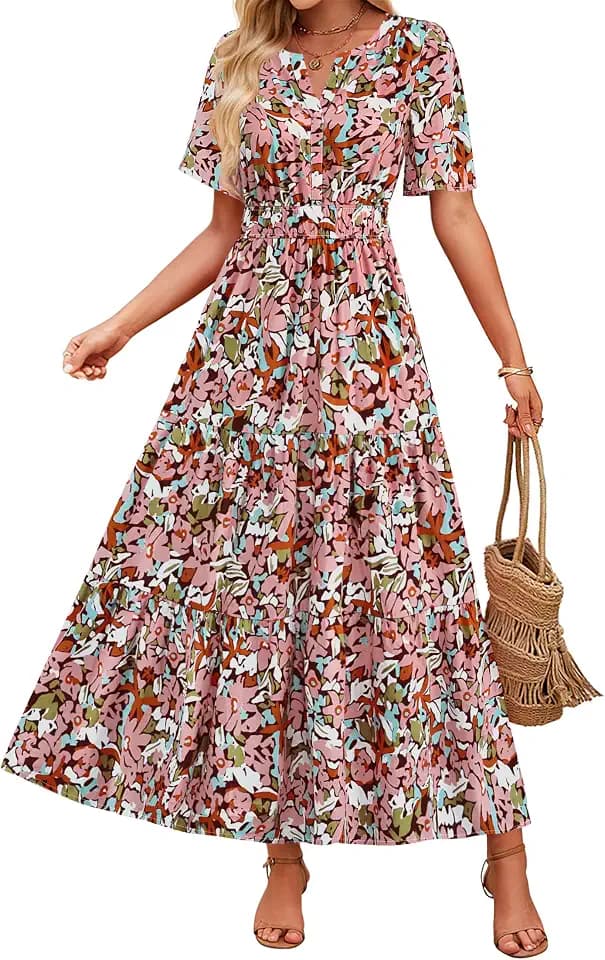 ZESICA Women's 2026 Summer Floral Boho A Line Maxi Dresses