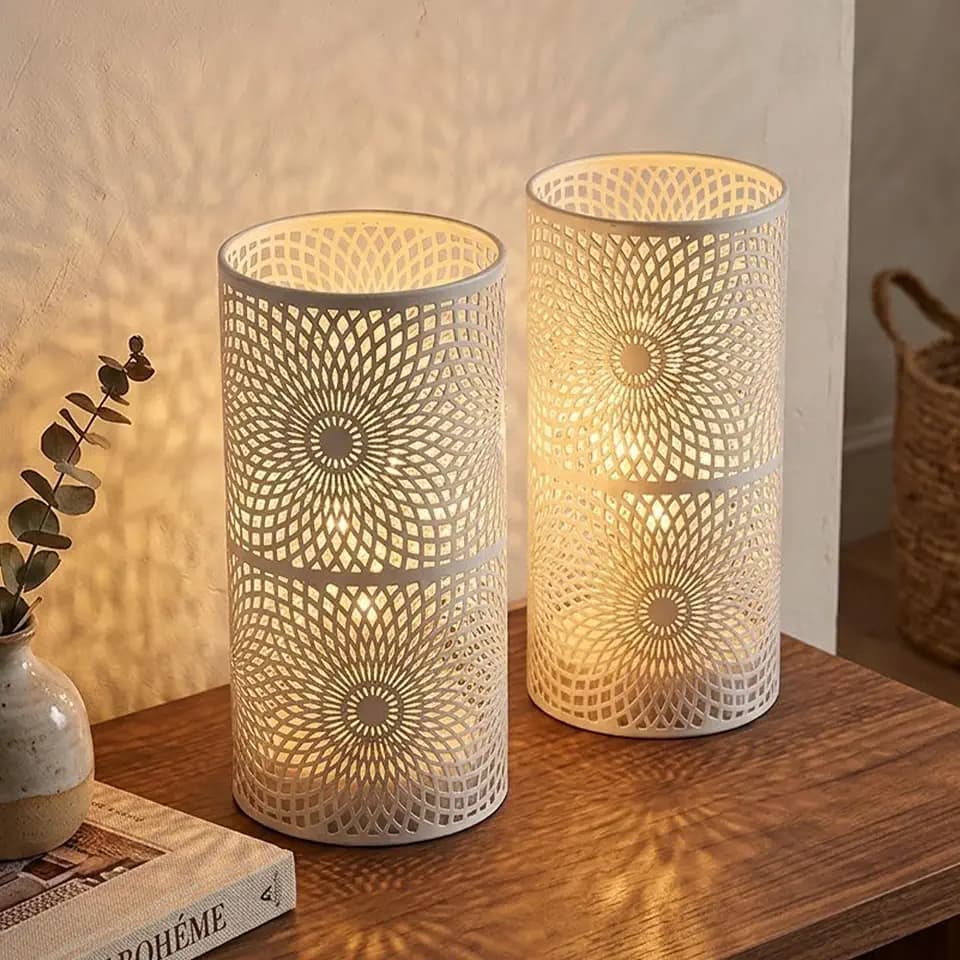 JHY DESIGN Set of 2 Table Metal lamp Battery Powered Cordless Accent Light with Warm White Fairy Lights Bulb Battery Operated Great for Weddings Parties Patio Events for Indoors Outdoors