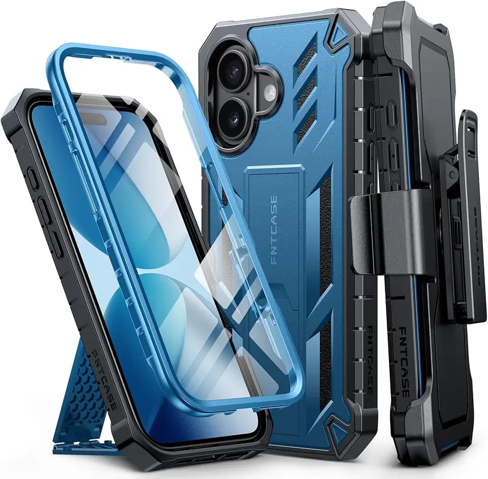 FNTCASE for iPhone 17 Case with Belt Clip and Built-in Screen Protector