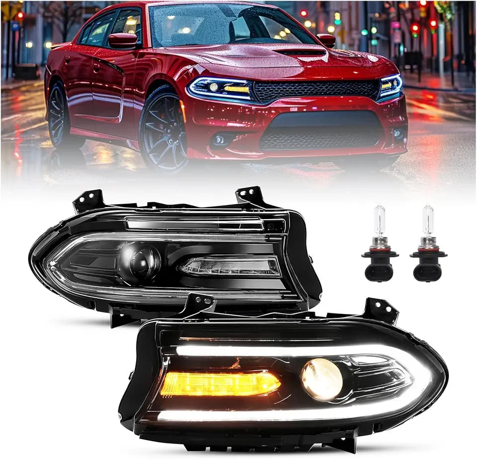 HECASA Projector LED Headlights Compatible with 2015-2023 Dodge Charger