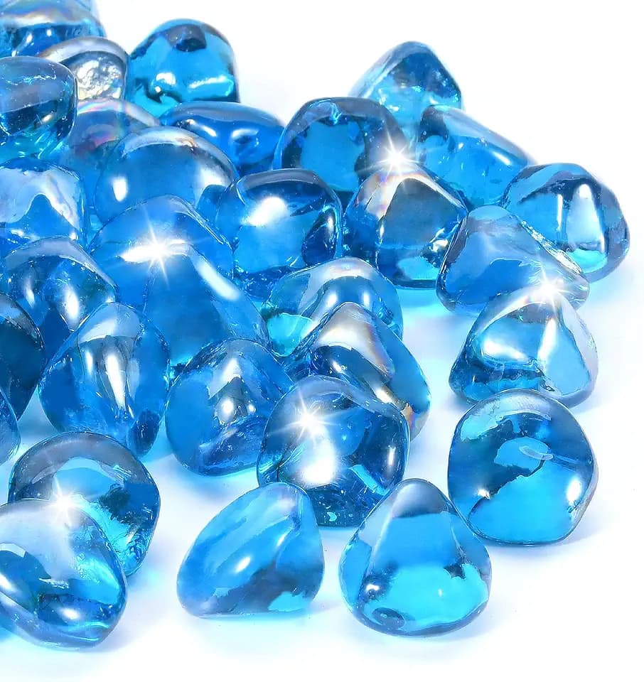 Firepit Glass Rocks 10 Pounds, 1 Inch Diamond Fire Stones