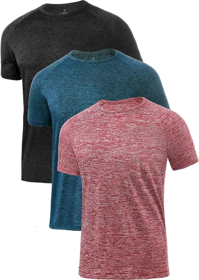 Ullnoy 3er-Pack Sport-T-Shirts für Herren, atmungsaktiv, für Fitnessstudio, Workout, feuchtigkeitsableitend, kurzärmelig, Lauf-T-Shirts