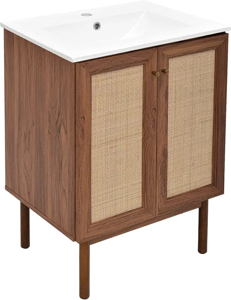 Classe 24" Bathroom Vanity in Dark Walnut Bath Sink Cabinet Sink Included