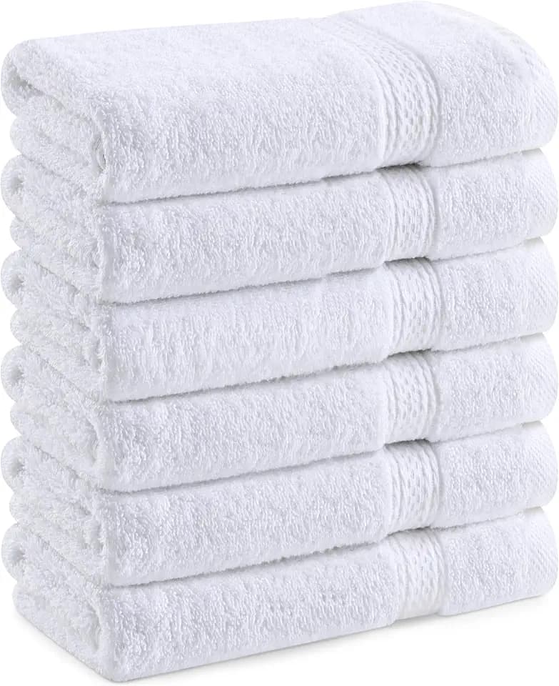 Utopia Towels Frottee Handtücher 50x100 cm, Weiß, 6er Pack | Mit Aufhängeschlaufe, mittelgroße Badetücher, 100 % Baumwolle, weich und saugfähig, Handtuchset, Handtücher