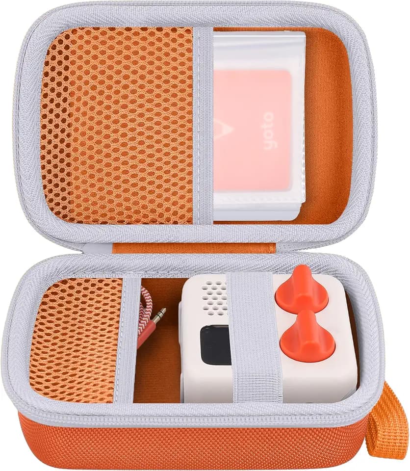 co2CREA Hard Travel Case for Yoto Mini 4th Gen 36-Card Storage, Orange+Grey