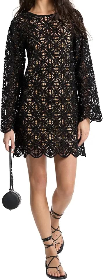 Michael Kors Women's Long Sleeve Crochet Mini Dress