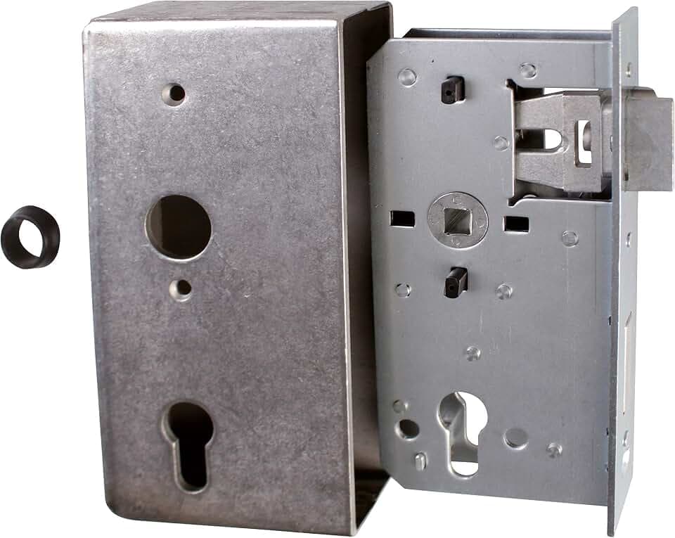 Alberts 413453 Schlosskasten | mit verzinktem Schloss | Stahl | Dornmaß 55 mm | 185 x 90 x 34 mm