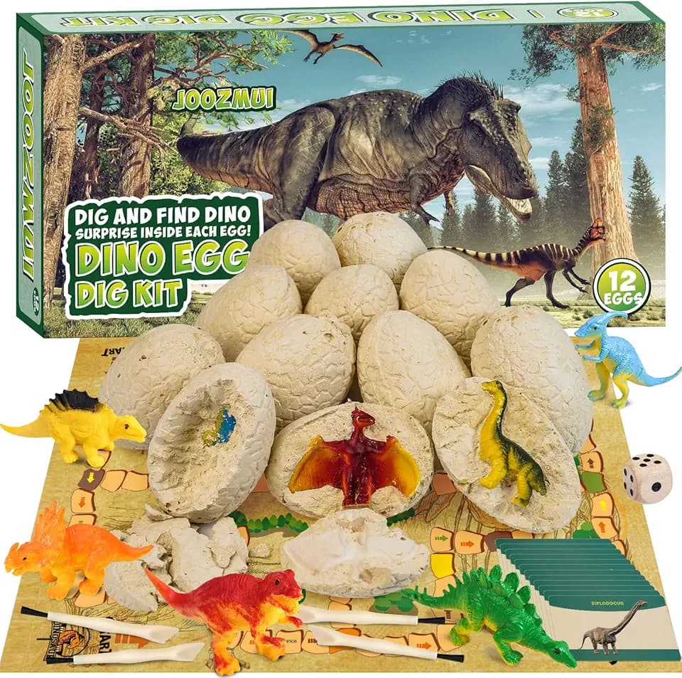 Joozmui Dino Ausgrabungsset für Kinder, Ei Dinosaurier Spielzeug ab 4 5 6 7 8 9 10 Jahre Junge Spielzeug Figuren Geschenk Kinderspielzeug