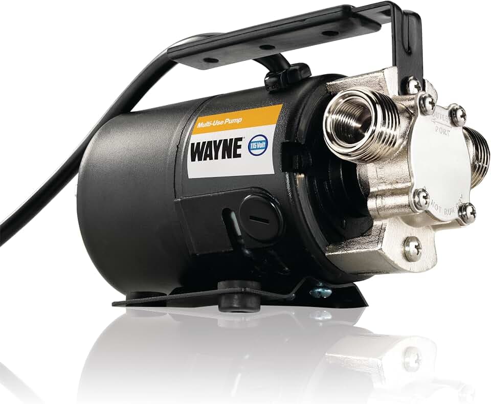 WAYNE PC2 Portable Transfer Water Pump With Suction Hose And Attachment, Black, Small, GIDDS-521200