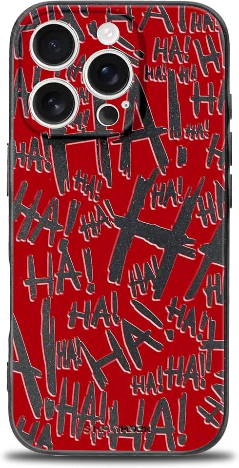 SIMPLYMDRN Slim for iPhone 15 Pro Case - Joker Haha Design - Cool Case for Men - Superhero Villain Designer Cover - Slim and Flexible (Jok5ster Inverse Red)