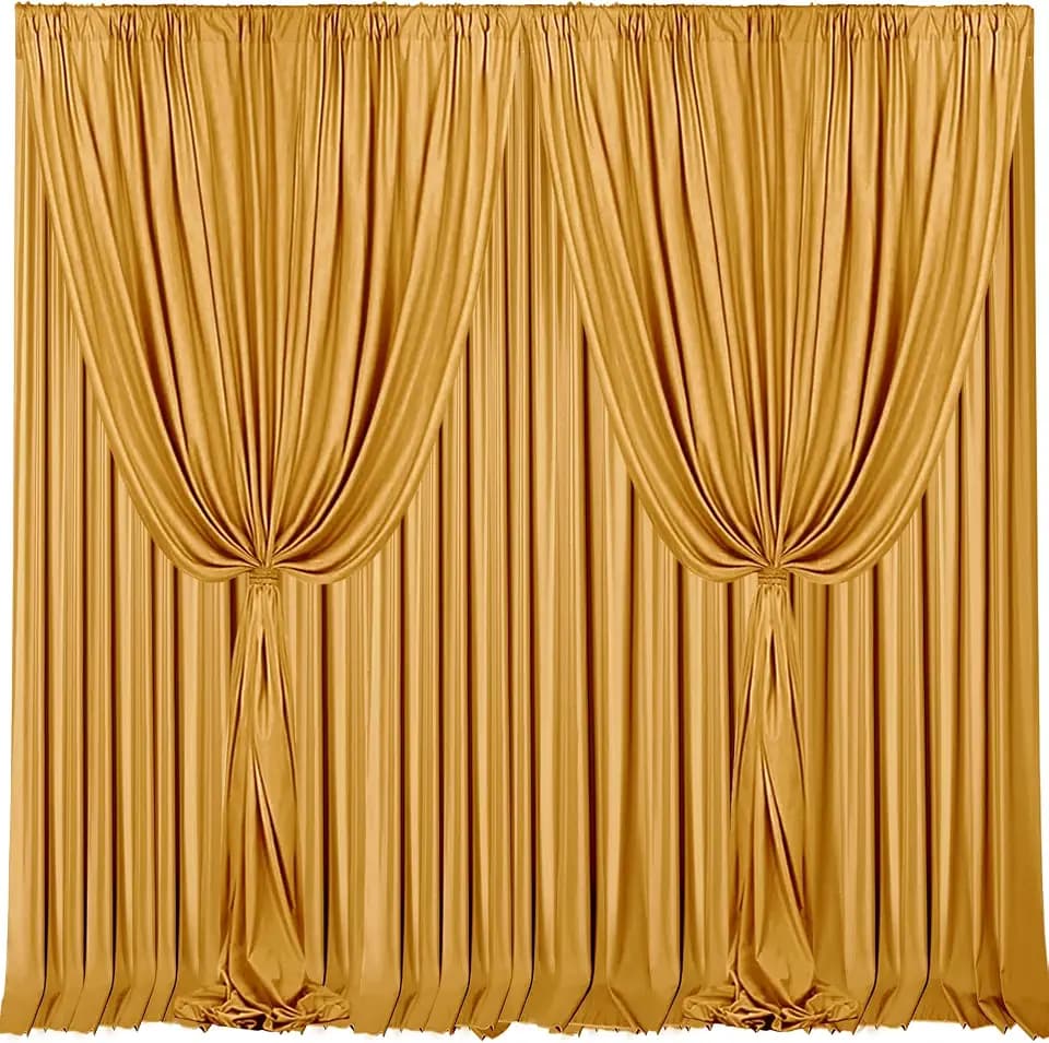 Sugargirl 20x10FT Wrinkle Free Gold Backdrop Curtains Polyester Photo Backdrop Drapes Curtains with Rod Pockets for Party Birthday Wedding Photography Home Decoration(5x10FT, 4 Panels)