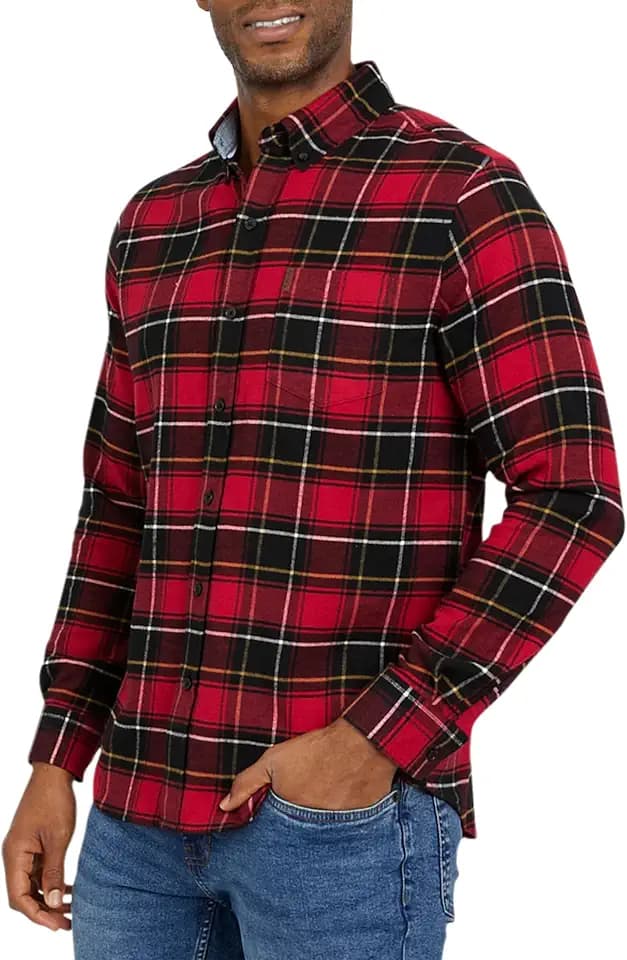 Chaps Men's Classic Fit Long Sleeve Button Down Stretch Flannel Casual Woven Shirt (S-2XL)