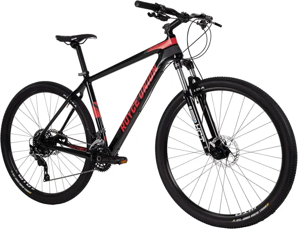 Royce Union RCF Lightweight Carbon Fiber Hardtail Mountain Bike, 22 Speed Shimano SLX Drivetrain, Hydraulic Disc Brakes, Suntour XCT Suspension Fork