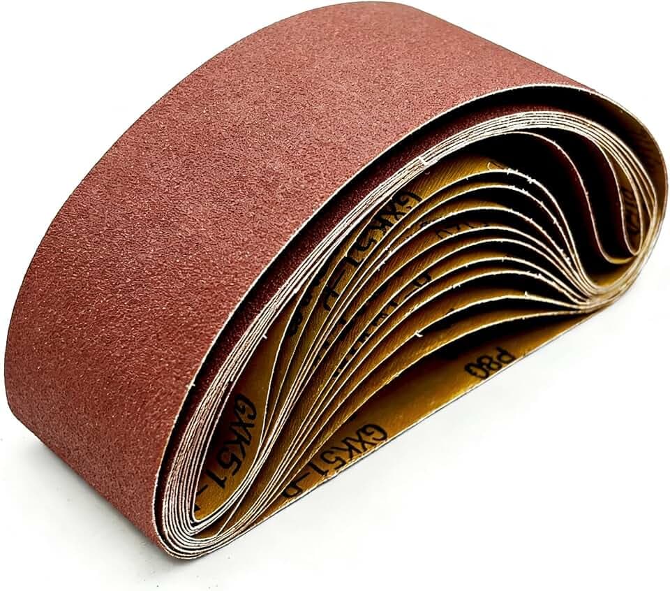 3x21 Inch Sanding Belts, 12-Pack, 80/120/150 Grit Mixed
