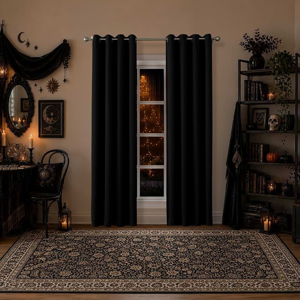 Sun Zero Soho 2-pack Blackout Energy Efficient Grommet Curtain Panel Pair, 54" x 96", Black