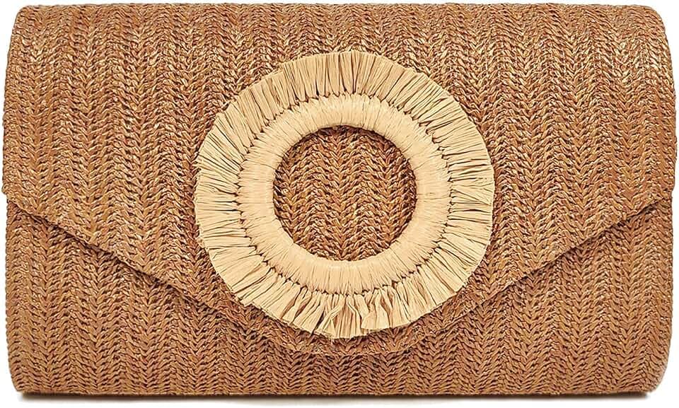Straw Clutch Purse for Women,Summer Beach Bag,Envelope Evening Clutch Handbags for Formal Party Wedding 2025