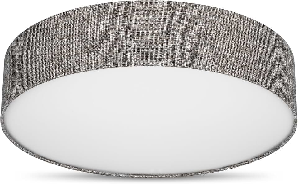 REV Deckenleuchte - 50cm, Stoff-Lampenschirm im Vintage Look, braun-silber