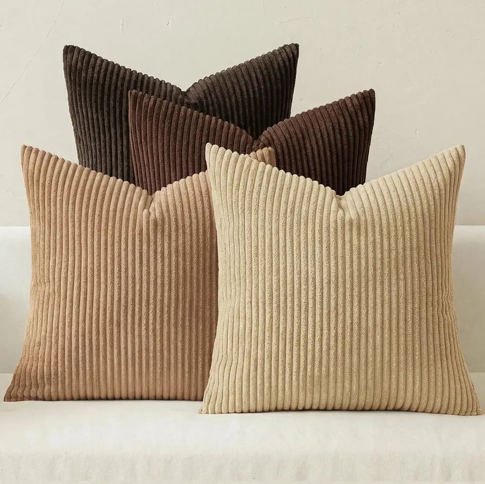 MIULEE Fall Corduroy Decorative Throw Pillow Covers Dark Brown 18x18
