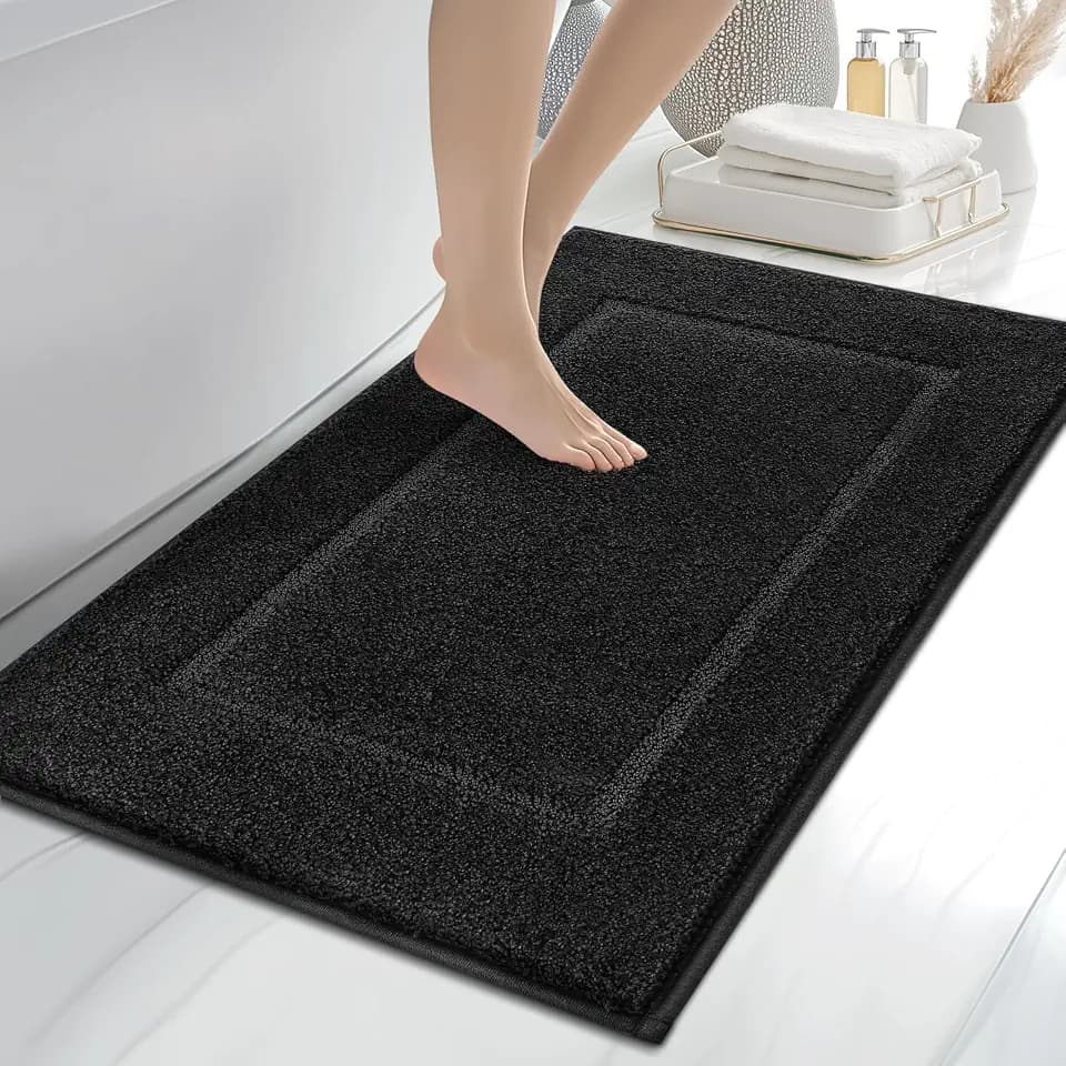 anllugs Bathroom Rugs, 24" x 36" Soft Bath Rugs, Black