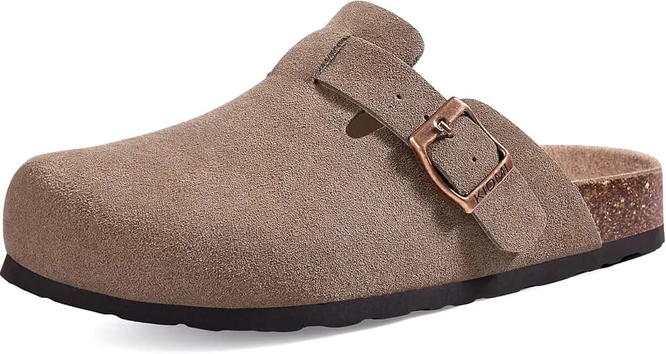 KIDMI Unisex Vegan Suede Clogs Mules with Cork Footbed
