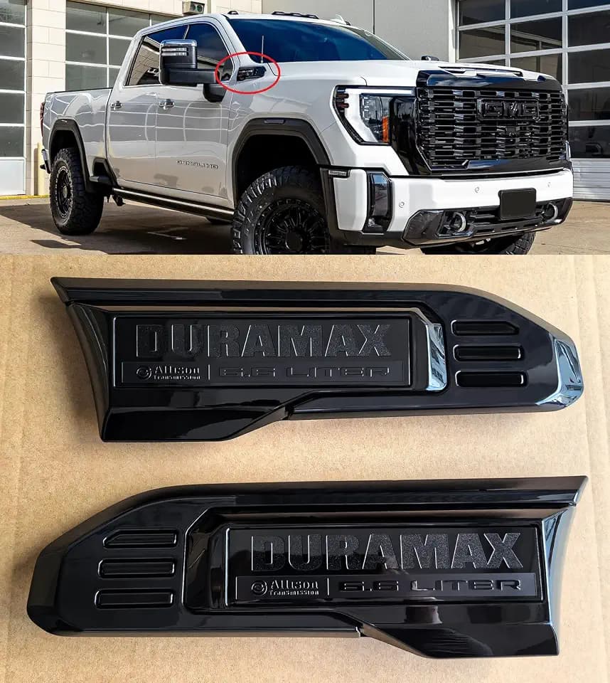 2pack OEM 2024+ 6.6L Duramax Diesel Vent Emblem Replacement for Sierra 2500HD 3500HD 86790687 (Gloss Black)