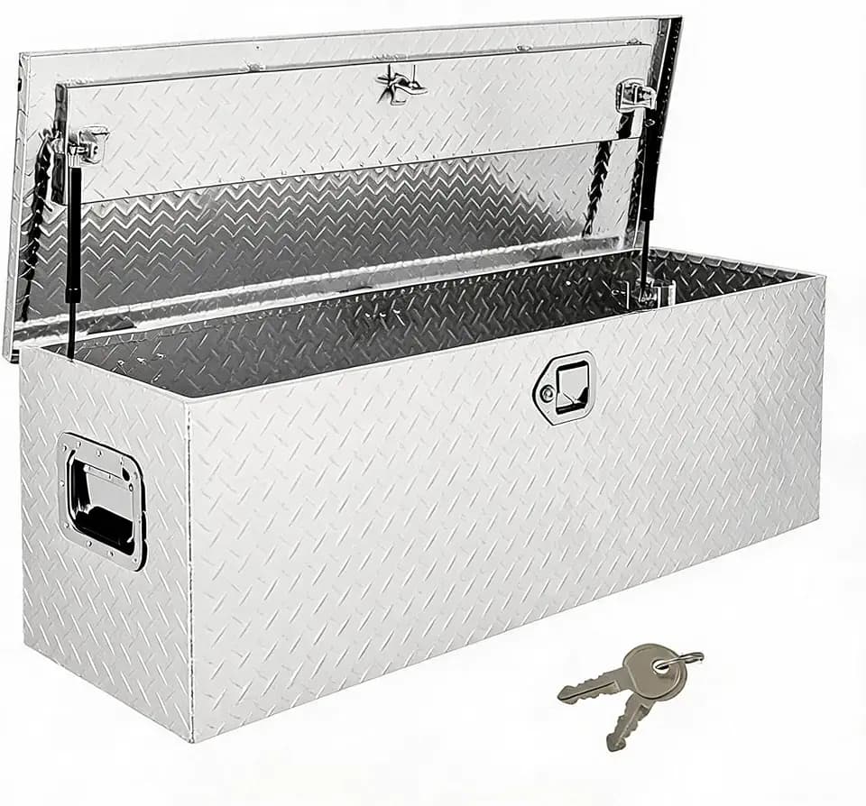 Garvee Aluminum Truck Bed Tool Box, 48 in Diamond Plate Tool Box with Lock