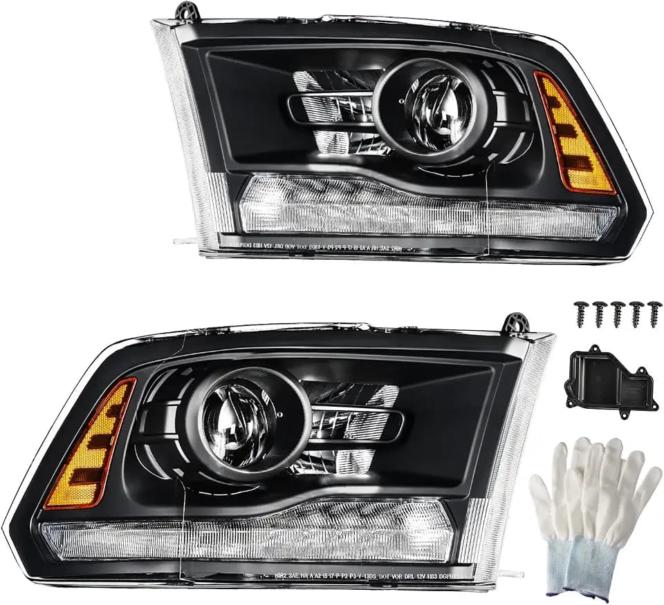 PHILTOP Pair Headlights Assembly for 2013-2018 Ram 1500/Ram 2500/Ram 3500